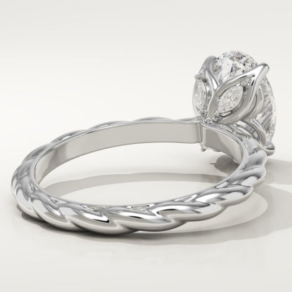 Oval Cut Twisted Shank Lab-Grown Diamond Engagement Ring