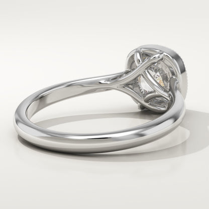 1.5 CT Cushion Cut Solitaire Bezel Moissanite Engagement Ring