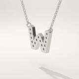 0.084 TCW Round Lab-Grown Diamond W Initial Necklace