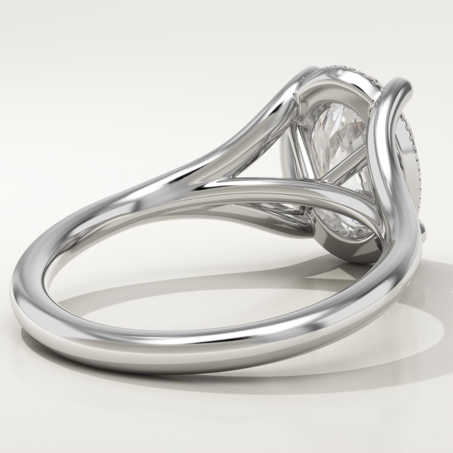 Oval Cut Split Shank Lab-Grown Diamond Engagement Ring