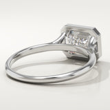 2.0 CT Emerald Cut Bezel Lab-Grown Diamond Engagement Ring