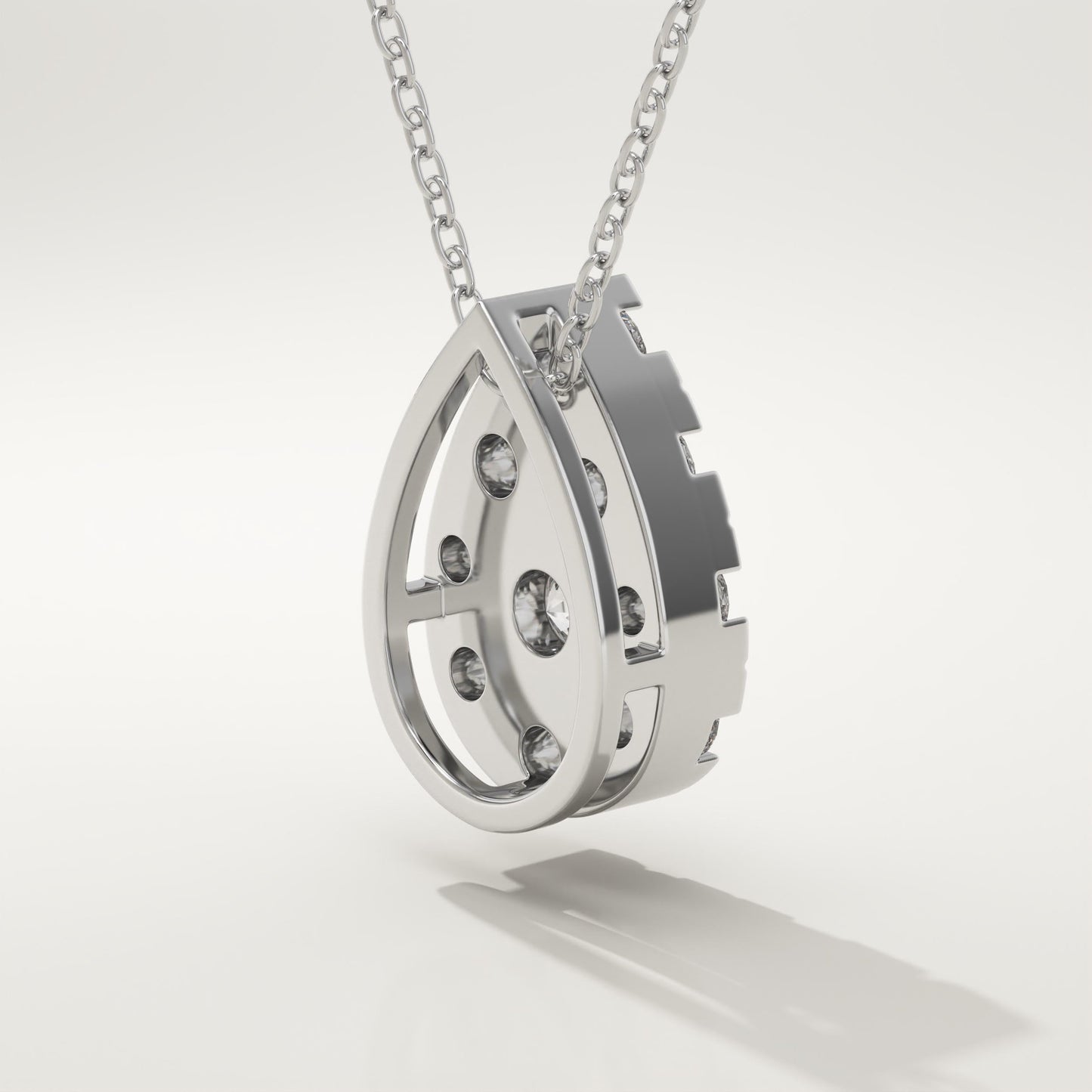 0.67 TCW Round Lab-Grown Diamond Pear Charm Necklace