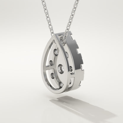 0.67 TCW Round Lab-Grown Diamond Pear Charm Necklace