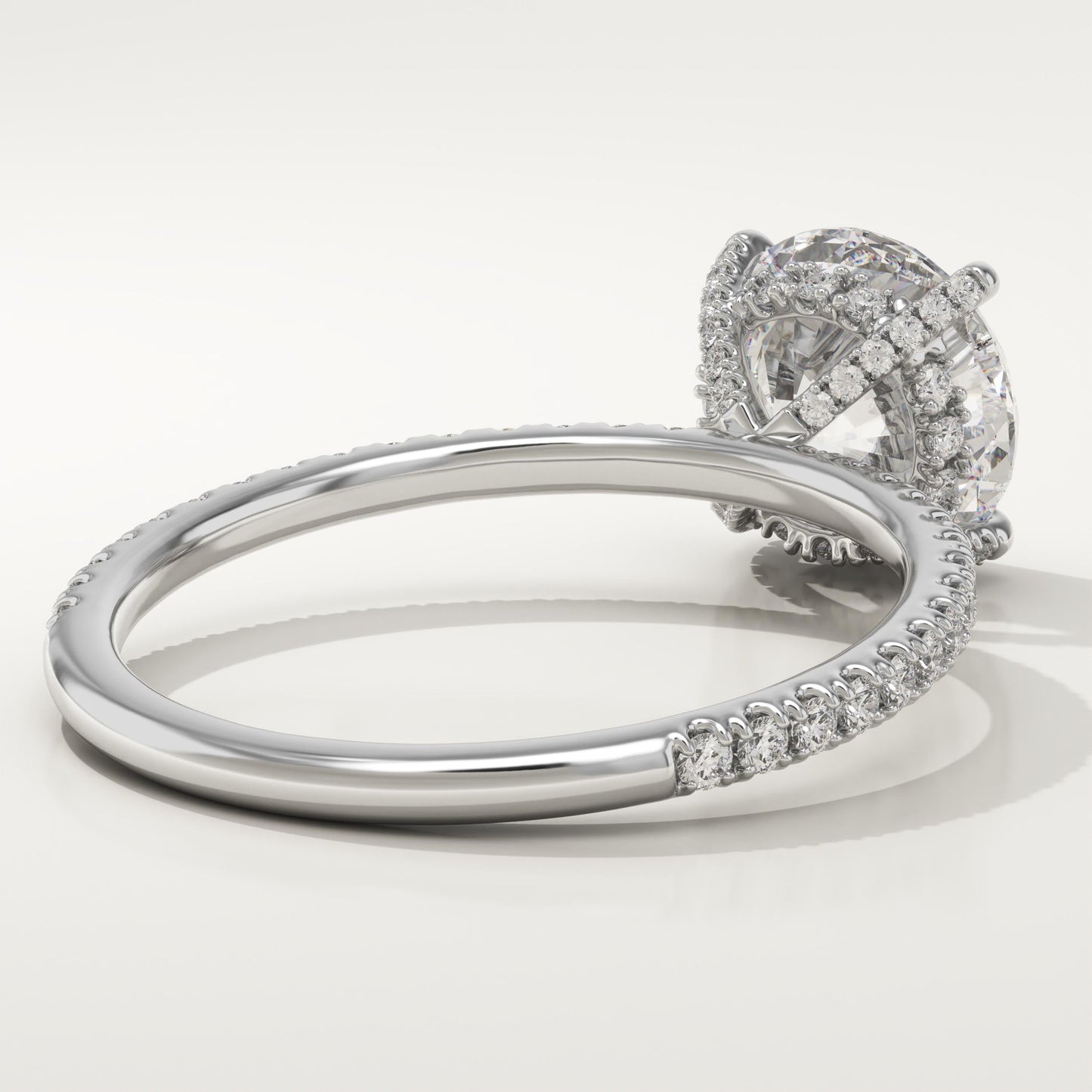 Round Cut Hidden Halo & Pave Lab-Grown Diamond Engagement Ring