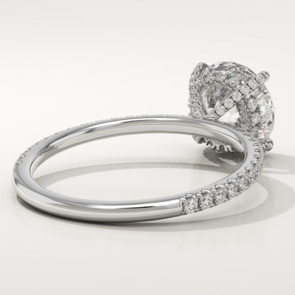 Round Cut Hidden Halo & Pave Lab-Grown Diamond Engagement Ring
