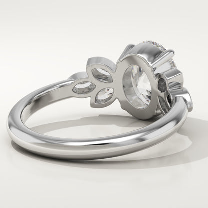 Oval Cut Cluster Lab-Grown Diamond Engagement Ring