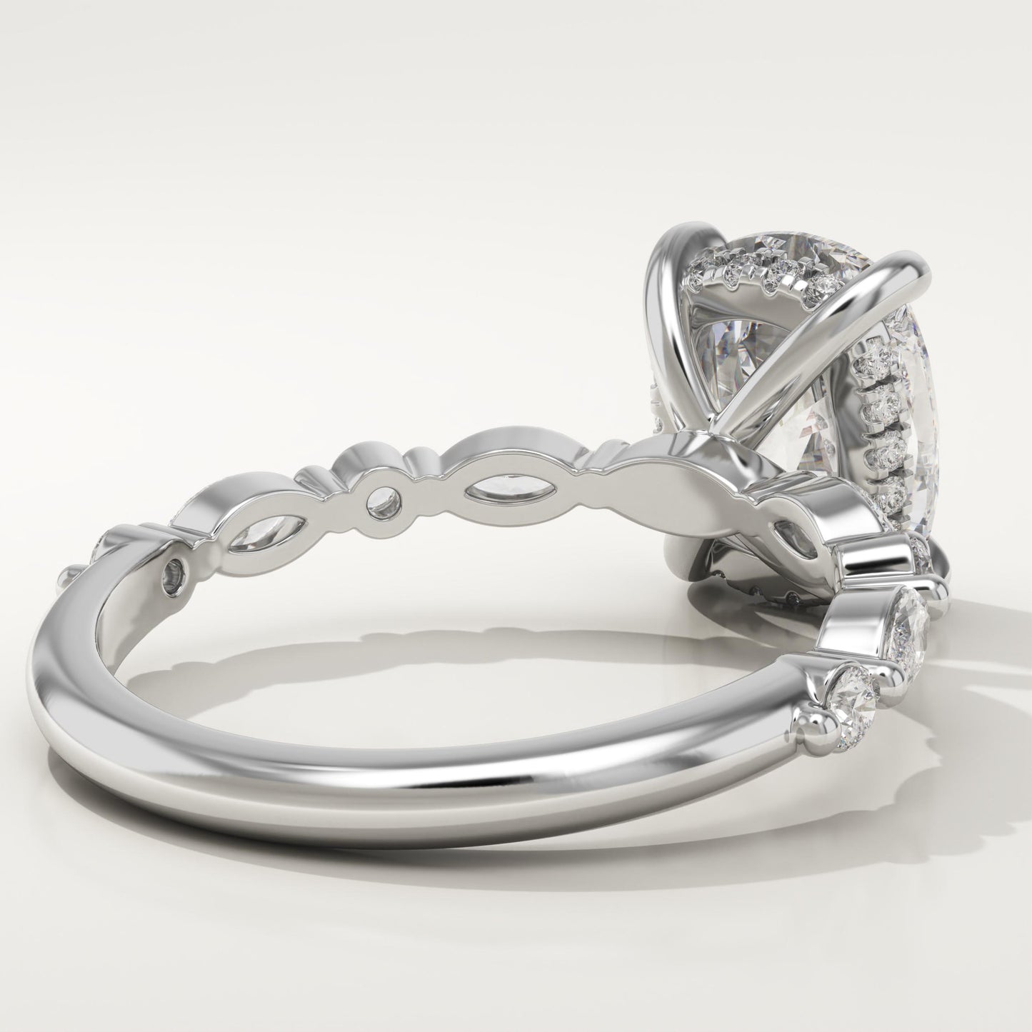 Elongated Cushion Cut Pave Lab-Grown Diamond Engagement Ring