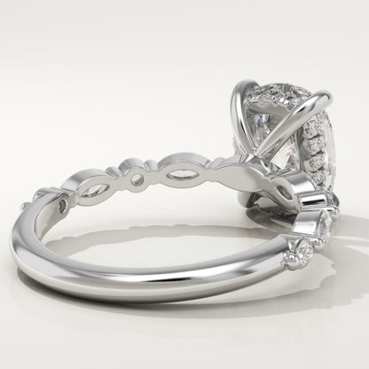 Elongated Cushion Cut Pave Lab-Grown Diamond Engagement Ring