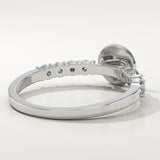 0.24 CT Round Cut Initial March-Aquamarine Birthstone Engagement Ring