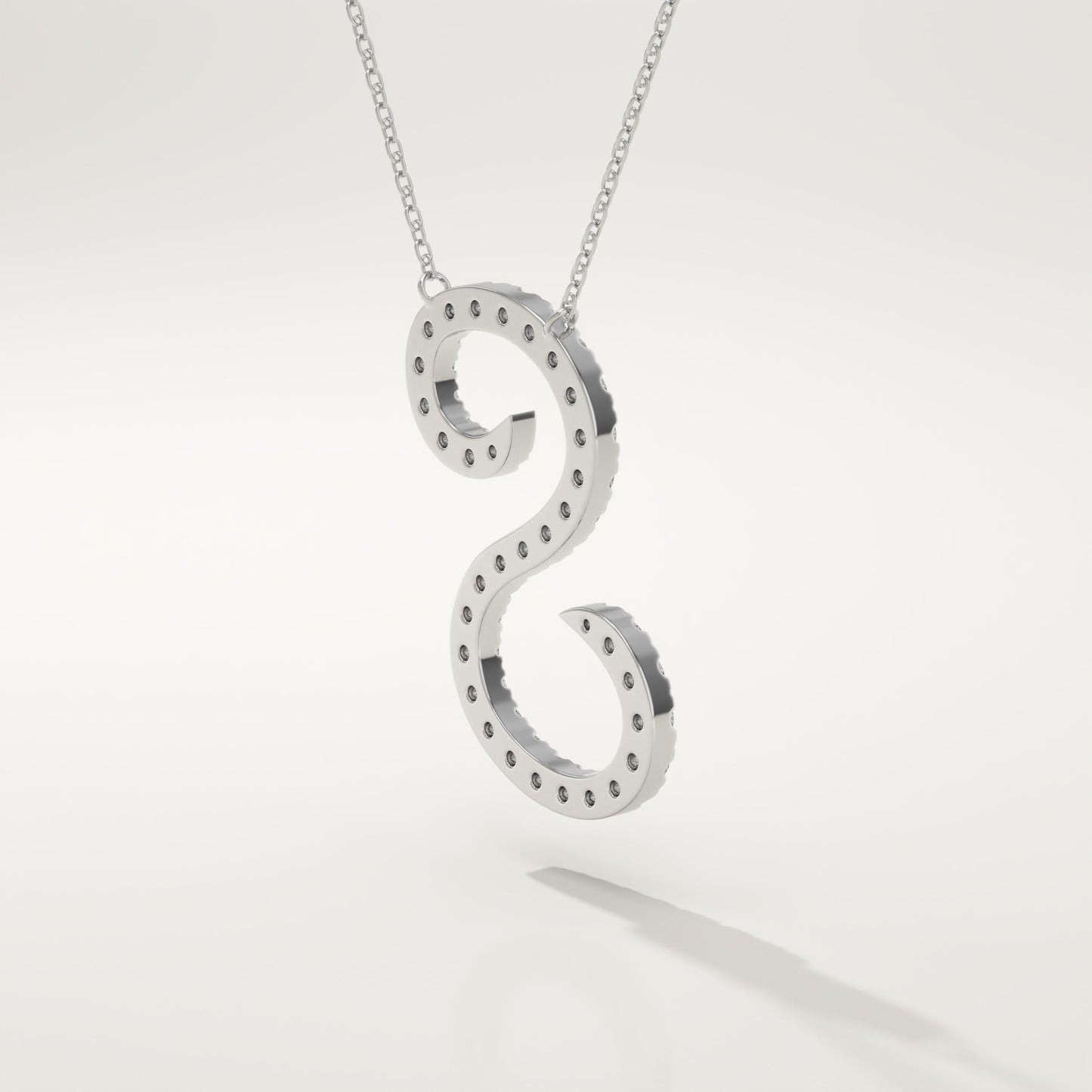 0.585 TCW Round Lab-Grown Diamond S Initial Necklace