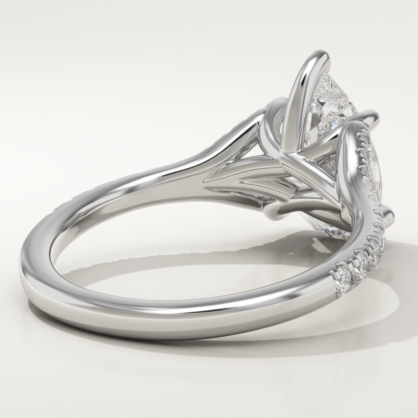 Pear Cut Pave Split Shank Lab-Grown Diamond Engagement Ring