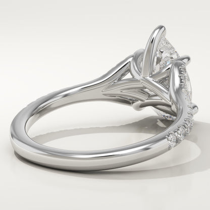 Pear Cut Pave Split Shank Lab-Grown Diamond Engagement Ring