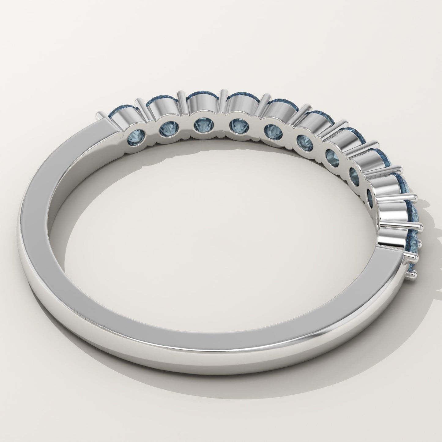 0.33 TCW Round Shaped March-Aquamarine Birthstone Wedding Band