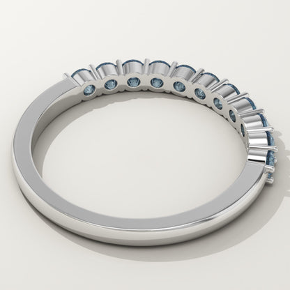 0.33 TCW Round Shaped March-Aquamarine Birthstone Wedding Band