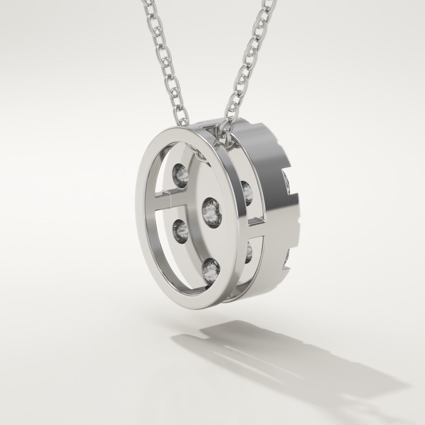 0.54 TCW Round Lab-Grown Diamond Oval Charm Necklace