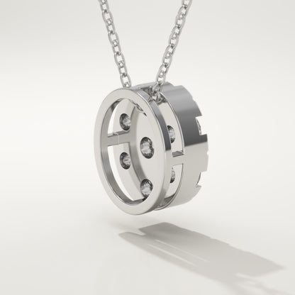 0.54 TCW Round Lab-Grown Diamond Oval Charm Necklace