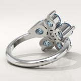 1.82 TCW Round Cut Flower Design March-Aquamarine Birthstone Engagement Ring