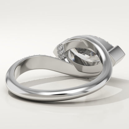 East West Marquise Cut Swirl Pave Lab-Grown Diamond Engagement Ring