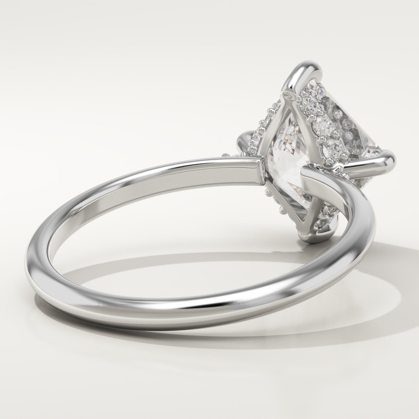 2.25 CT Princess Cut Hidden Halo Moissanite Engagement Ring
