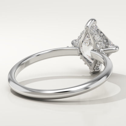 2.25 CT Princess Cut Hidden Halo Moissanite Engagement Ring
