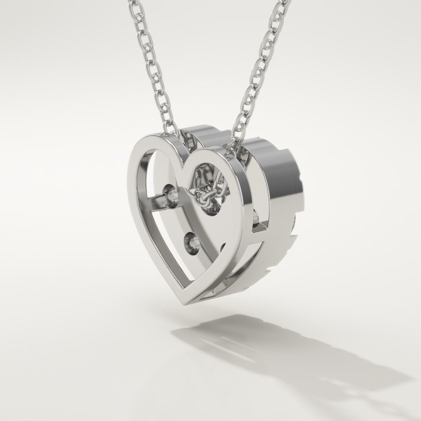 0.475 TCW Round Lab-Grown Diamond Heart Shaped Charm Necklace