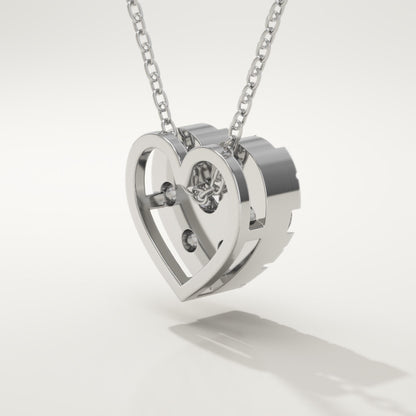 0.475 TCW Round Lab-Grown Diamond Heart Shaped Charm Necklace