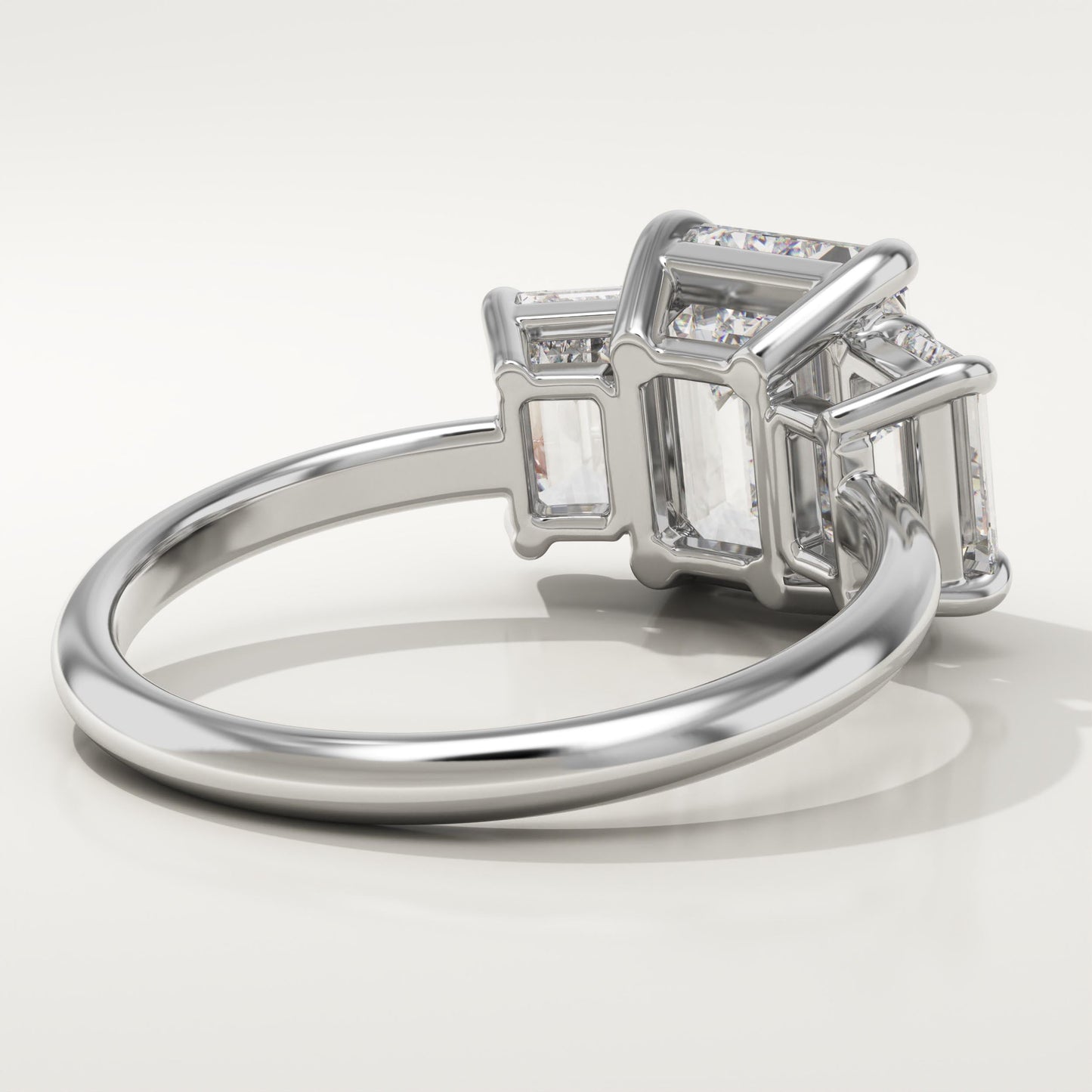 Emerald Cut Three Stone Lab-Grown Diamond Engagement Ring