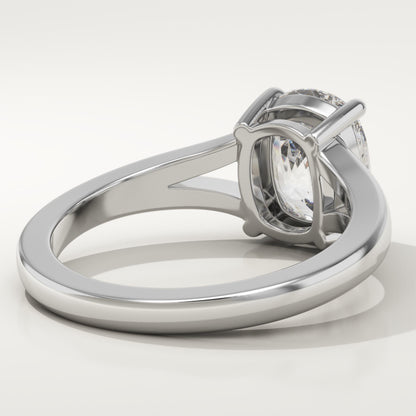 Elongated Cushion Cut Solitaire Split Shank Lab-Grown Diamond Engagement Ring