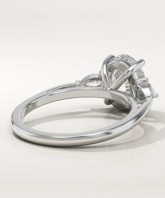 2 CT Oval Cut Moissanite Three Stone Engagement Ring (US Size 5.25 Ready To Ship)