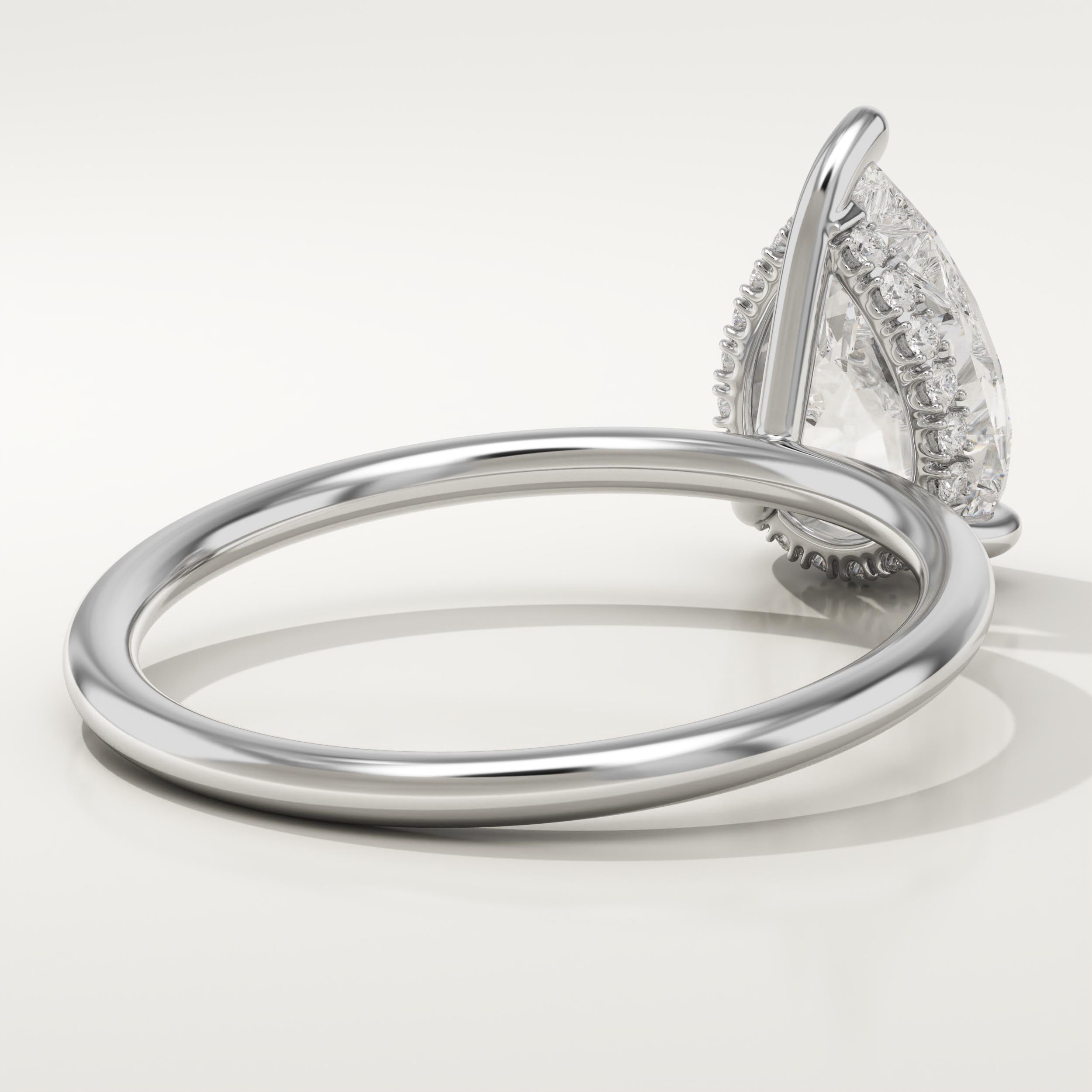 2.0 CT Pear Cut Hidden Halo Lab-Grown Diamond Engagement Ring