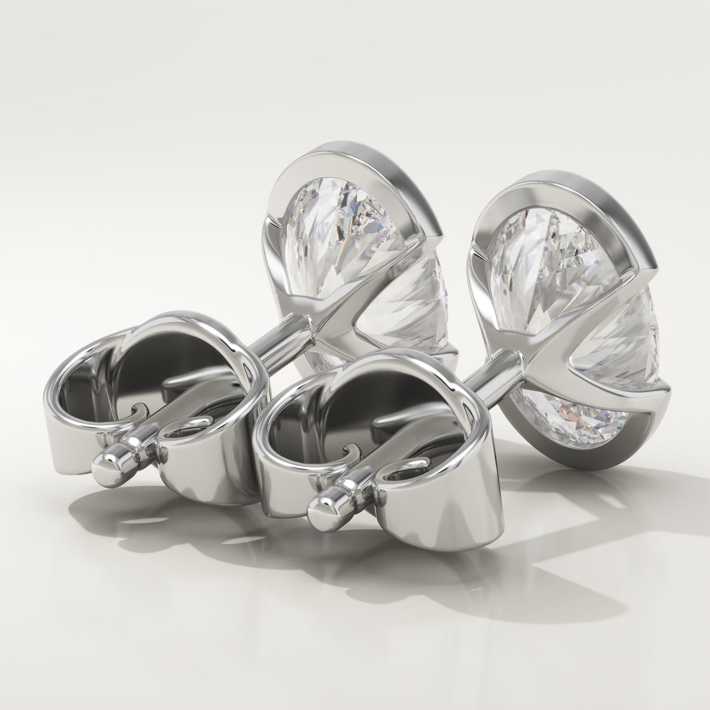 1 TCW Oval Half Bezel Lab-Grown Diamond Stud Earrings