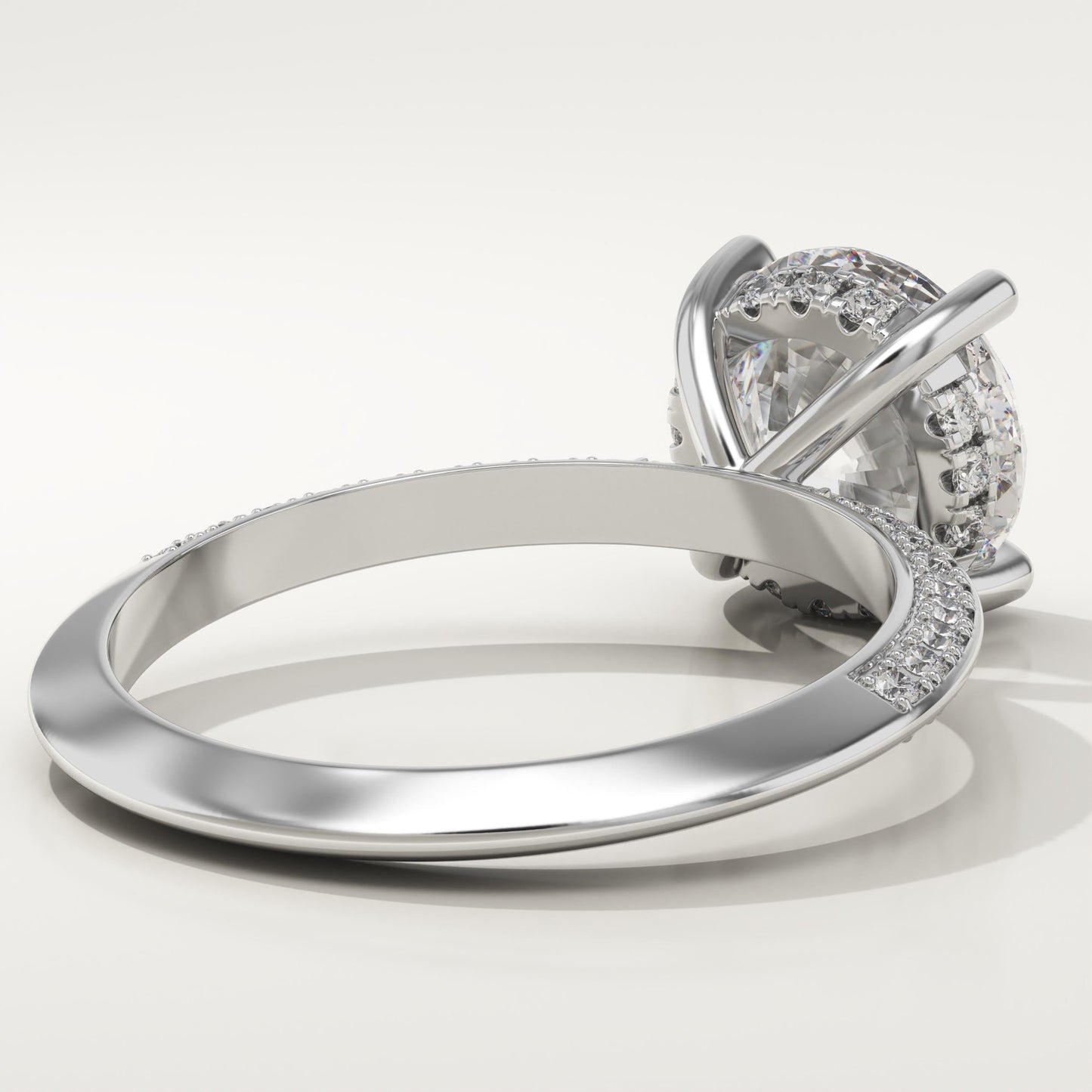 Round Cut Hidden Halo & Pave Lab-Grown Diamond Engagement Ring