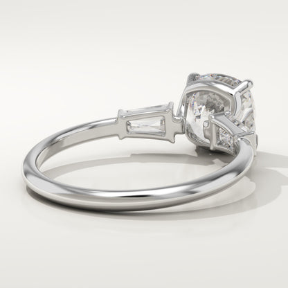 1.75 CT Cushion Cut Three Stone Moissanite Engagement Ring
