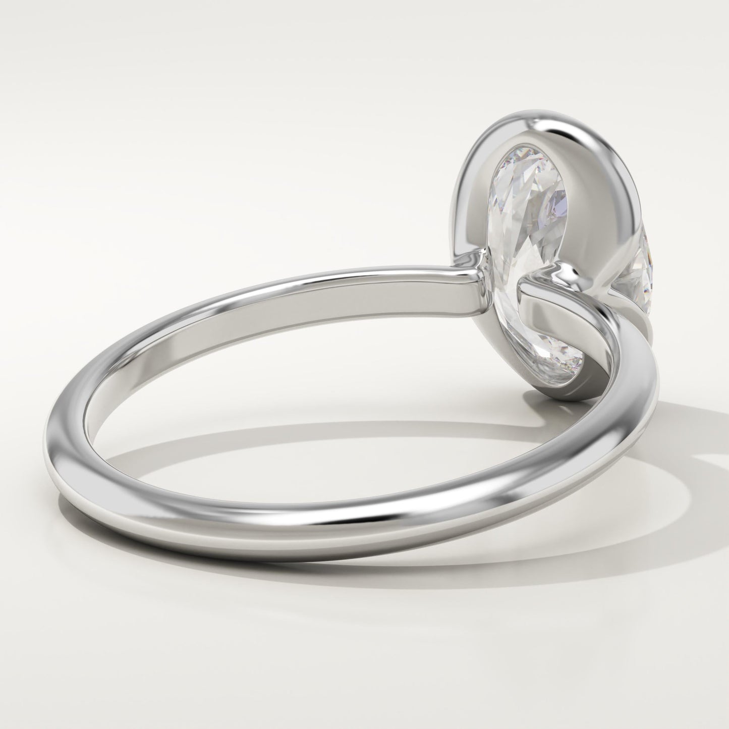 Oval Cut Half Bezel Lab-Grown Diamond Engagement Ring