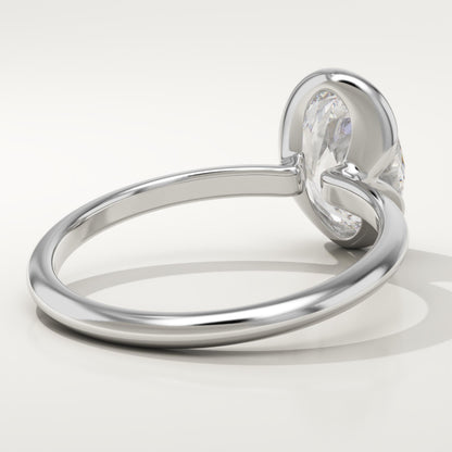 Oval Cut Half Bezel Lab-Grown Diamond Engagement Ring