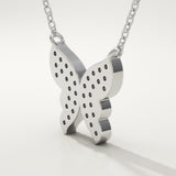 0.094 TCW Round Lab-Grown Diamond Butterfly Charm Necklace