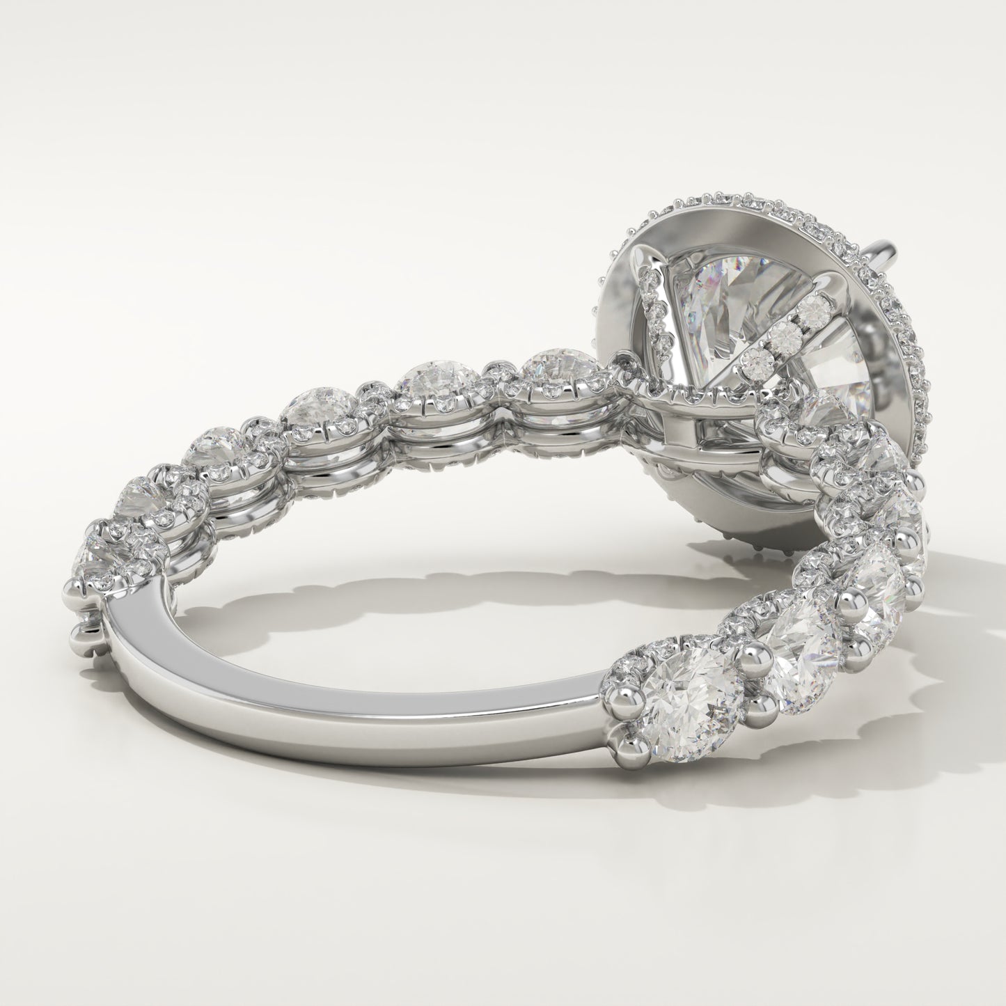 2.0 CT Round Cut Moissanite Halo & Pave Engagement Ring (US Size 7 to 7.5 Ready To Ship) (Copy)