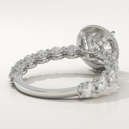 2.0 CT Round Cut Moissanite Halo & Pave Engagement Ring (US Size 7 to 7.5 Ready To Ship) (Copy)