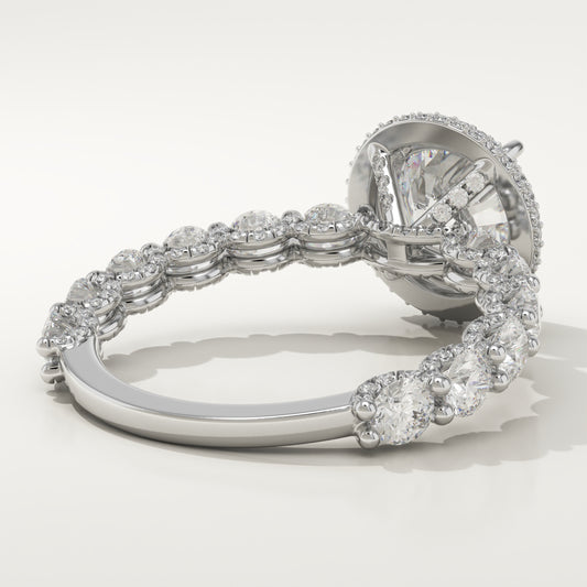2.0 CT Round Cut Moissanite Halo & Pave Engagement Ring (US Size 7 to 7.5 Ready To Ship) (Copy)
