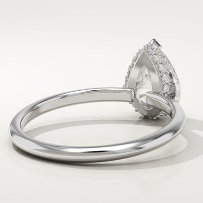1.5 CT Pear Cut Hidden Halo Moissanite Engagement Ring