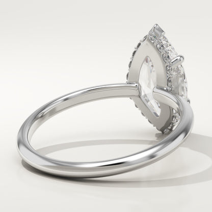1.75 CT Marquise Cut Hidden Halo Moissanite Engagement Ring