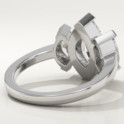Marquise Cut Three Stone Lab-Grown Diamond Engagement Ring