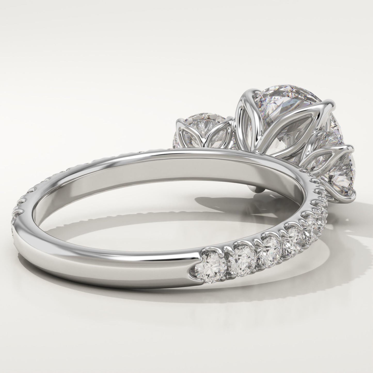 2 CT Round Cut Three Stone Moissanite Engagement Ring