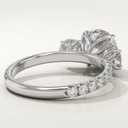2 CT Round Cut Three Stone Moissanite Engagement Ring