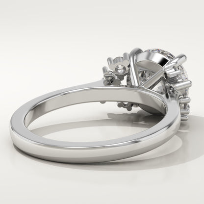 Round Cut Cluster Lab-Grown Diamond Engagement Ring