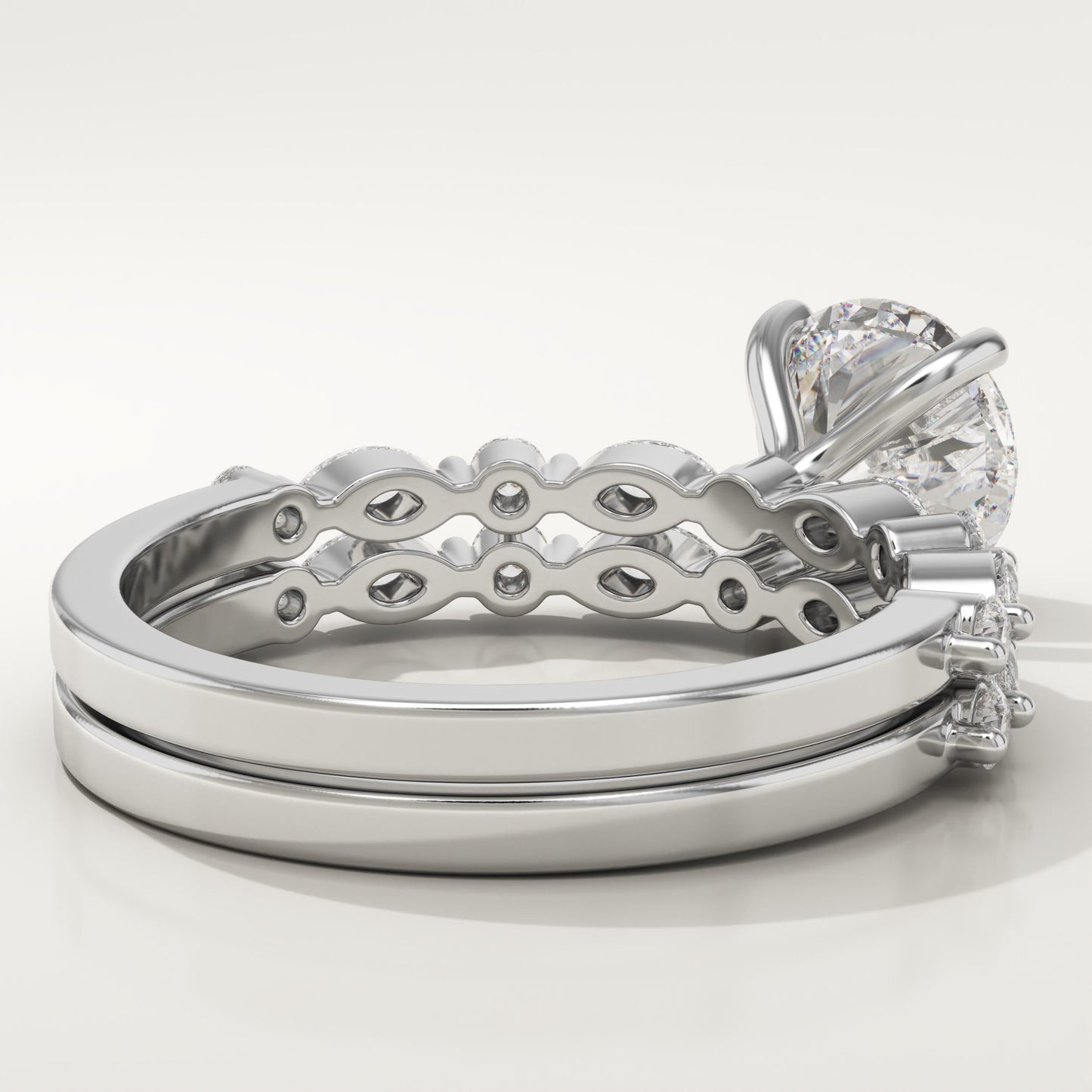 Round Cut Pave Lab-Grown Diamond Bridal Set