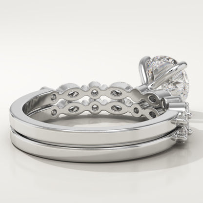 Round Cut Pave Lab-Grown Diamond Bridal Set