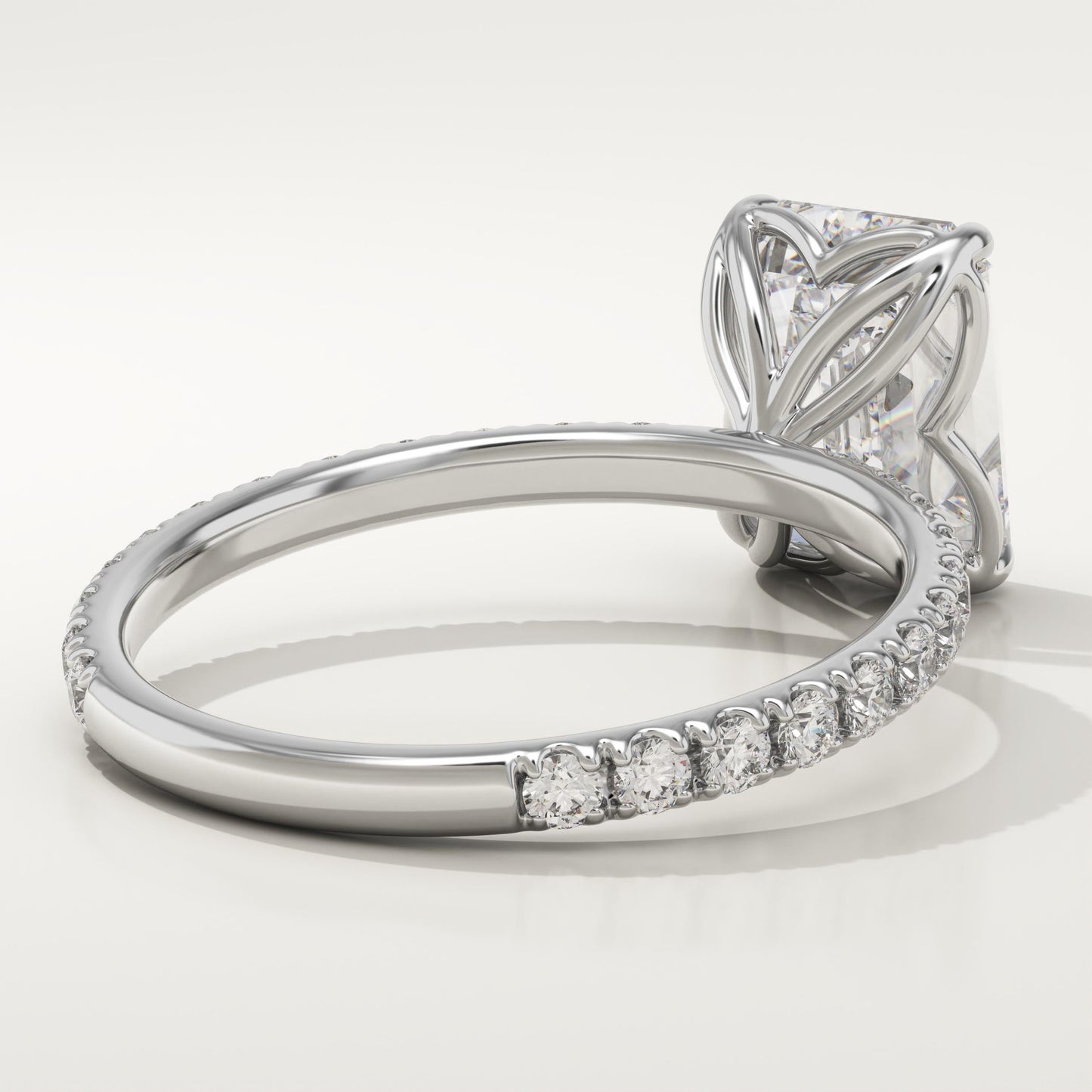 Emerald Cut Pave Lab-Grown Diamond Engagement Ring