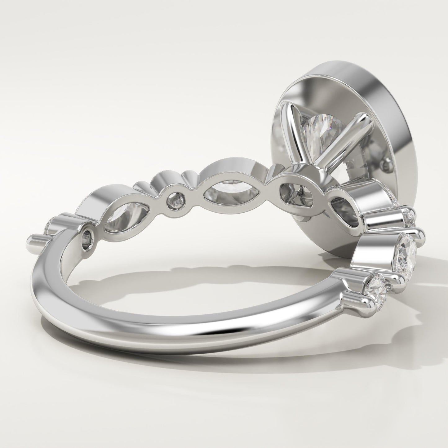 Oval Cut Bezel & Pave Lab-Grown Diamond Engagement Ring