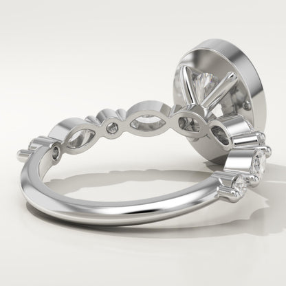 Oval Cut Bezel & Pave Lab-Grown Diamond Engagement Ring
